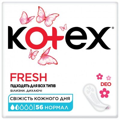 Щоденні гігієнічні прокладки Kotex Fresh Deo нормал, 56 шт