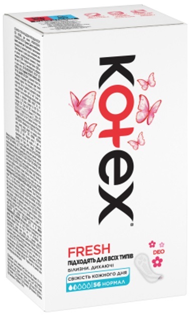 Ежедневные гигиенические прокладки Kotex Fresh Deo нормал, 56 шт