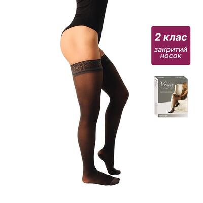Чулки компрессионные Veinax Transparent 832R-BK класс компрессии 2, закрытый носок, длина средняя, ??прозрачные, цвет черный, размер 4