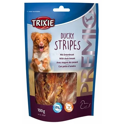 Ласощі для собак Trixie 31537 Ducky Stripes Качине філе, 100 г