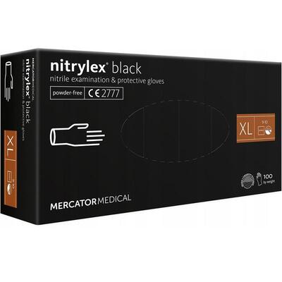 Перчатки смотровые Mercator Medical Nitrylex PF BLACK нитриловые неопудренные, размер XL, нестерильные, черные, 100 штук