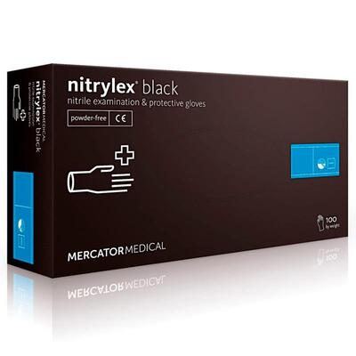 Перчатки смотровые Mercator Medical Nitrylex PF BLACK нитриловые неопудренные, размер S, нестерильные, черные, 100 штук
