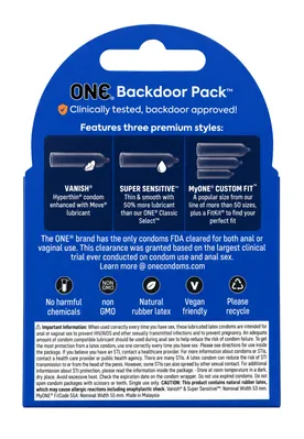 Презервативи ONE Backdoor набір з 3 різних видів, 3 штуки
