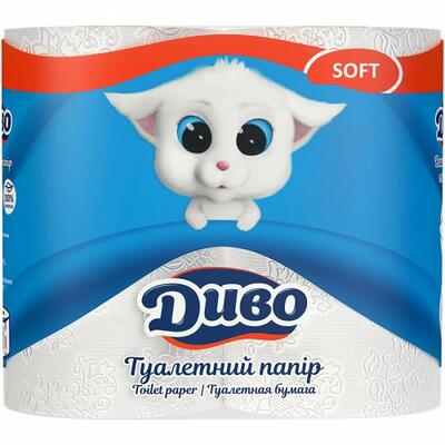 Туалетний папір Диво Soft 2 шари білий, 4 рулони