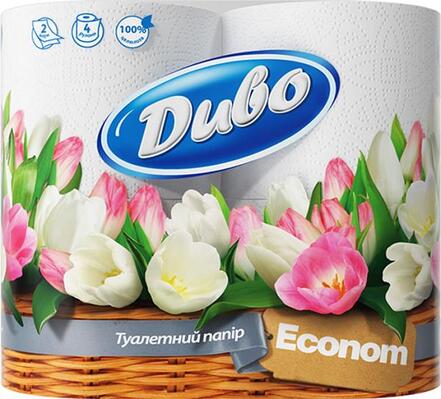 Туалетний папір Диво Econom 2 шари білий, 4 рулони