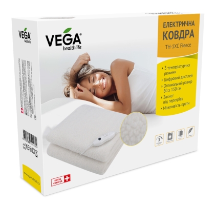 Электроодеяло Vega TH1XC флис, 150 см х 80 см