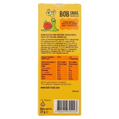 Мармелад Bob Snail Jelly яблоко-манго-тыква-чиа, 27 г