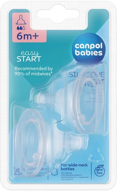 Соска силіконова Canpol Babies EasyStart 21/731 середня для пляшечок з широким отвором, від 6 місяців, 2 шт