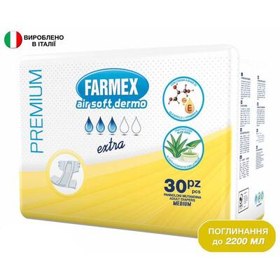Підгузки для дорослих Farmex Premium Air Soft Dermo Extra, розмір M, 30 штук