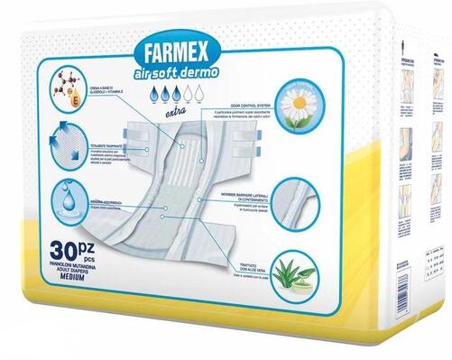 Подгузники для взрослых Farmex Premium Air Soft Dermo Extra, размер M, 30 штук