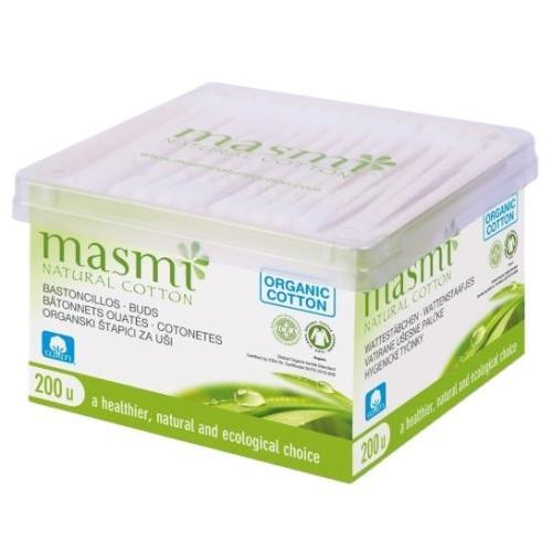 Ватні палички Masmi Organic у прямокутній коробці, 200 штук
