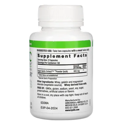 Екстракт витриманого часнику Kyolic Aged Garlic Extract Cardiovascular Health Original Formula, 100 капсул