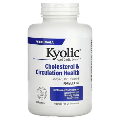 Екстракт витриманого часнику Kyolic Aged Garlic Extract Cholesterol & Circulation Health, 180 капсул