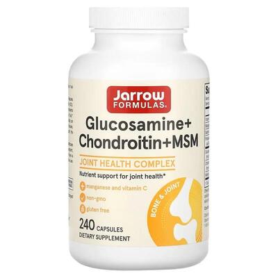Глюкозамин, хондроитин и МСМ Jarrow Formulas Glucosamine + Chondroitin + MSM с марганцем и витамином C, 240 капсул