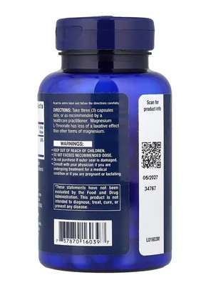 Магній L-треонат Life Extension Magnesium L-Threonate, Neuro-Mag, 90 капсул у рослинній оболонці