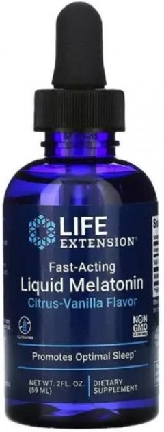Мелатонин жидкий Life Extension Fast-Acting Liquid Melatonin Citrus-Vanilla Flavor с цитрусово-ванильным вкусом, 2 жидких унции (59 мл)