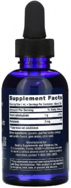 Мелатонін рідкий Life Extension Fast-Acting Liquid Melatonin Citrus-Vanilla Flavor з цитрусово-ванільним смаком, 2 рідкі унції (59 мл)