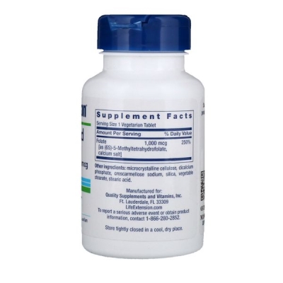 Оптимизированный фолат Life Extension Optimized Folate 1000 мкг, 100 таблеток
