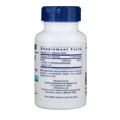 Оптимізований фолат Life Extension Optimized Folate 1000 мкг, 100 таблеток
