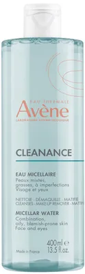 Міцелярна вода Avene Cleanance для комбінованої, жирної та схильної до акне шкіри, 400 мл