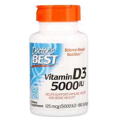 Витамин D3 5000IU Doctor's Best Vitamin D3, 180 желатиновых капсул
