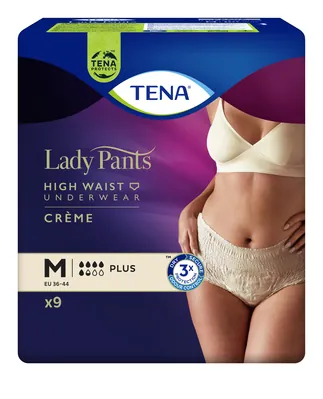 Труси урологічні Tena Lady Pants Plus Creme, розмір М, бежеві, 9 штук