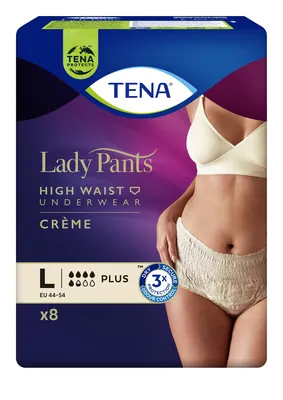 Труси урологічні Tena Lady Pants Plus Creme, розмір L, бежеві, 8 штук