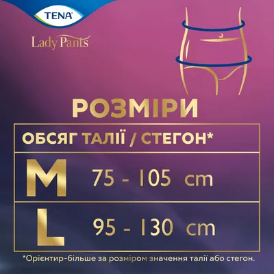 Труси урологічні Tena Lady Pants Plus Noir, розмір L, чорні, 8 штук