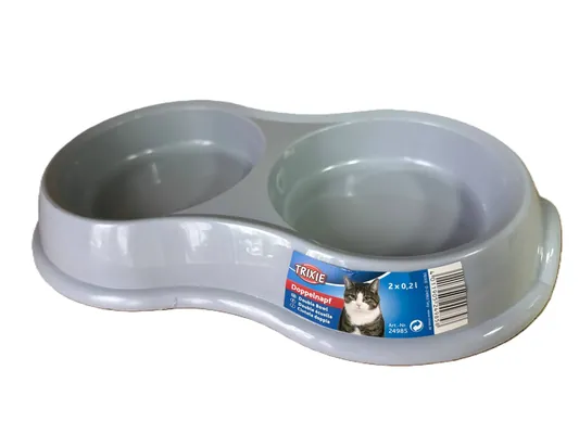 Миска для котів і собак Trixie 24985 подвійна пластик, 0,2 л/11 см