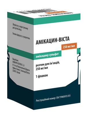Амикацин-Віста розчин д/ін. 250 мг/мл по 2 мл №1 у флак.