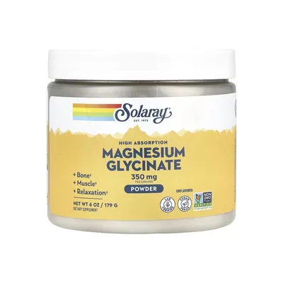 Магній Гліцинат Solaray Magnesium Glycinate Powder без смаку порошок, 179 г