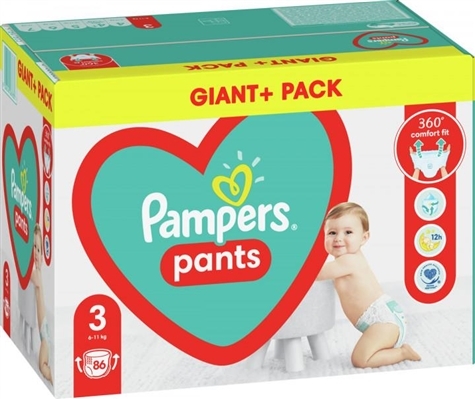Подгузники-трусики Pampers Pants детские размер 3, 6-11 кг, 86 шт