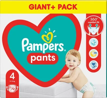 Підгузки-трусики Pampers Pants дитячі розмір 4, 9-15 кг, 72 шт