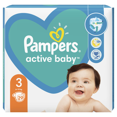 Подгузники детские Pampers Active Baby размер 3, 6-10 кг, 29 шт