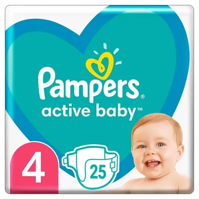 Підгузки дитячі Pampers Active Baby розмір 4, 9-14 кг, 25 шт