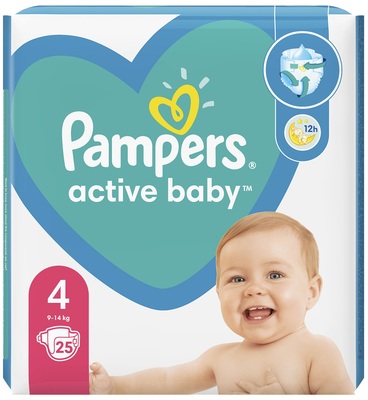 Підгузки дитячі Pampers Active Baby розмір 4, 9-14 кг, 25 шт