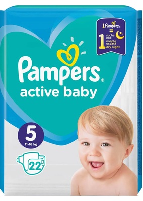 Подгузники детские Pampers Active Baby размер 5, 11-16 кг, 22 шт