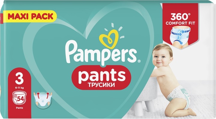 Підгузки-трусики Pampers Pants дитячі розмір 3, 6-11 кг, 54 шт