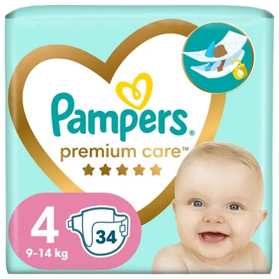 Підгузки дитячі Pampers Premium Care розмір 4, 9-14 кг, 34 шт
