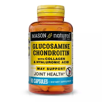Глюкозамін, хондроїтин з колагеном та гіалуроновою кислотою Mason Natural Glucosamine Chondroitin With Collagen & Hyaluronic Acid капсули №90