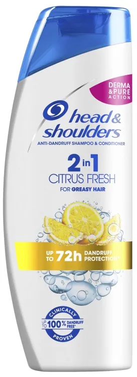 Шампунь і бальзам-ополіскувач Head & Shoulders 2-in-1 Citrus Fresh Цитрусова свіжість проти лупи, 360 мл