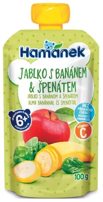 Пюре фруктово-овочеве Hame Hamanek Яблуко, банан, шпинат, 100 г