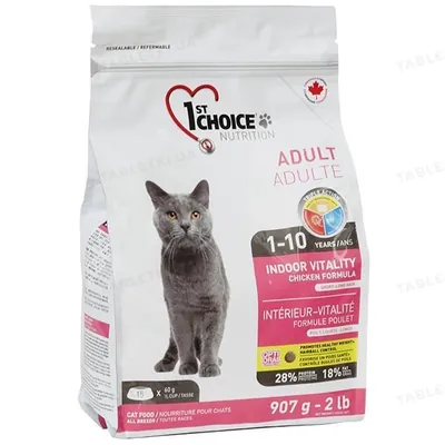 Корм сухий для дорослих котів 1st Choice Indoor Vitality Chicken зі смаком курки, 0.907 кг