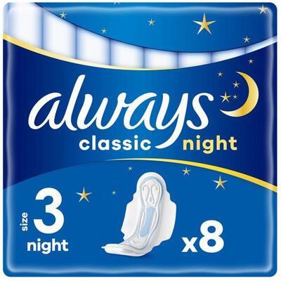 Прокладки гігієнічні Always Classic Night, 6 крапель, розмір 3, 8 шт