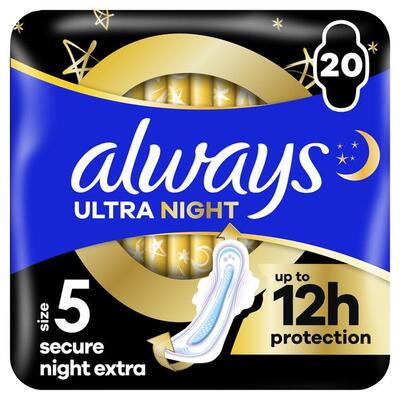 Прокладки гигиенические Always Ultra Secure Night Extra, 7 капель, 5 размер, 20 шт
