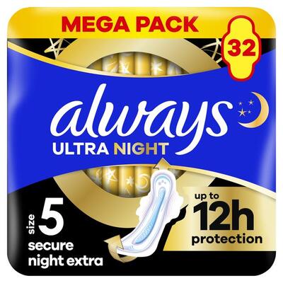 Прокладки гигиенические Always Ultra Secure Night Extra, 7 капель, 5 размер, 32 шт