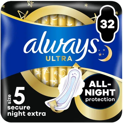 Прокладки гігієнічні Always Ultra Secure Night Extra, 7 крапель, 5 розмір, 32 шт