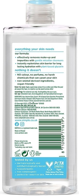 Мицеллярная вода Simple Water Boost Micellar Cleansing Water, 400 мл