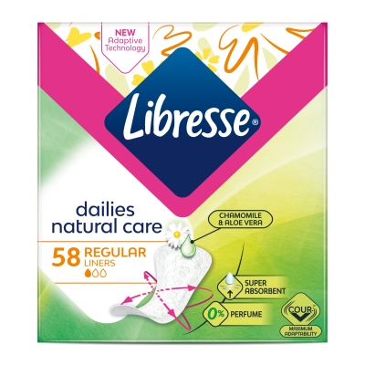 Прокладки ежедневные гигиенические Libresse Dailies Natural Care Regular, 58 шт