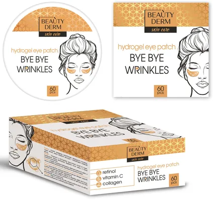 Патчі для шкіри навколо очей Beauty Derm золоті гідрогелеві Bye Bye wrinkles, 60 шт